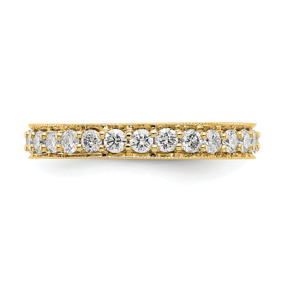Solid Real 14k Polished Vintage 1ct CZ Eternity Wedding Band Ring