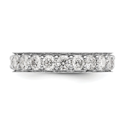 Solid Real 14k White Gold Polished Vintage 2ct CZ Eternity Wedding Band Ring
