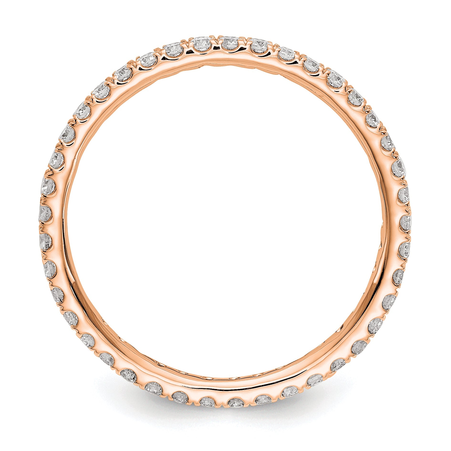 Solid Real 14k Rose Gold Polished U Shared Prong 1/2ct CZ Eternity Wedding Band Ring