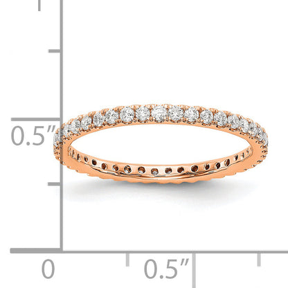 Solid Real 14k Rose Gold Polished U Shared Prong 1/2ct CZ Eternity Wedding Band Ring