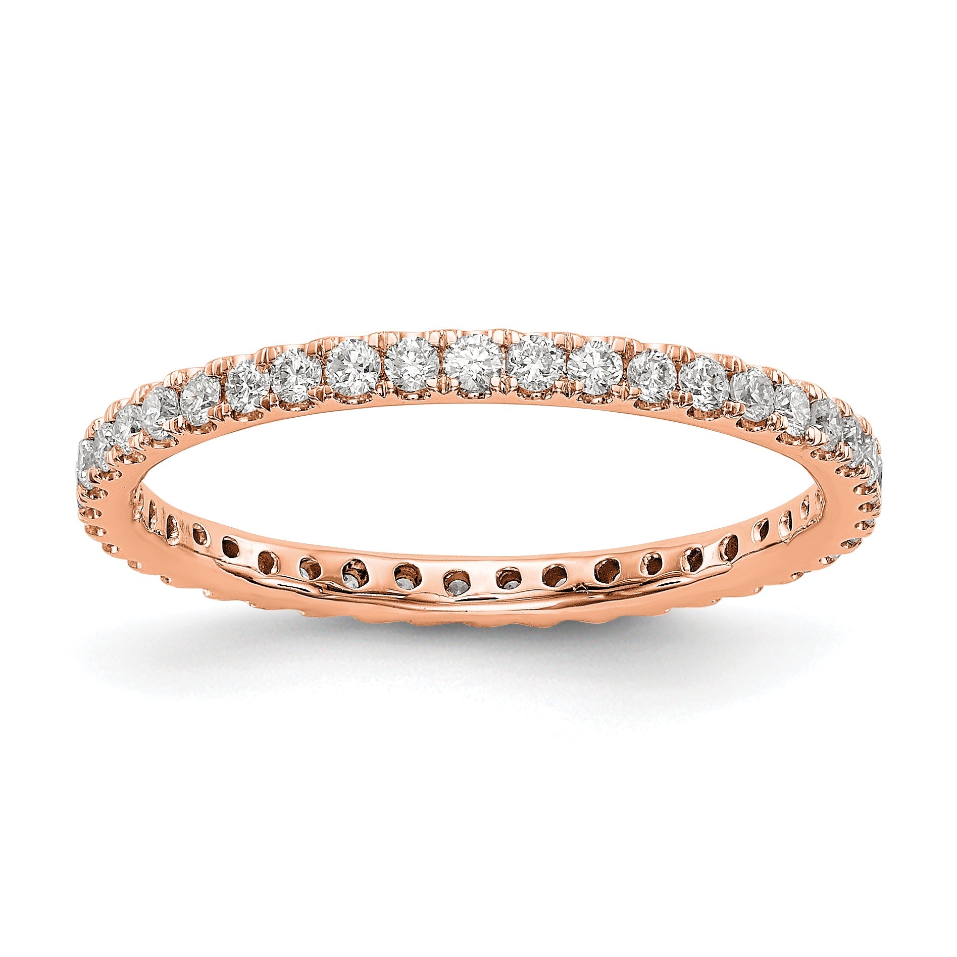 Solid Real 14k Rose Gold Polished UPRG 1/2ct CZ Eternity Wedding Band Ring