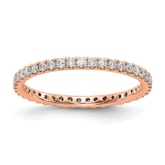Solid Real 14k Rose Gold Polished UPRG 1/2ct CZ Eternity Wedding Band Ring