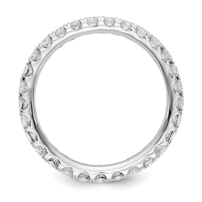 Solid Real 14k White Gold Polished U Shared Prong 1ct CZ Eternity Wedding Band Ring