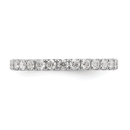 Solid Real 14k White Gold Polished U Shared Prong 1ct CZ Eternity Wedding Band Ring