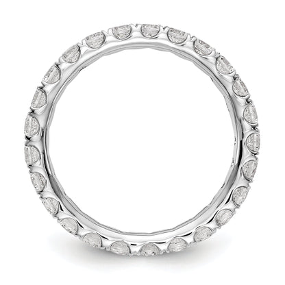 Solid Real 14k White Gold U Shared Prong CZ Eternity Wedding Band Ring