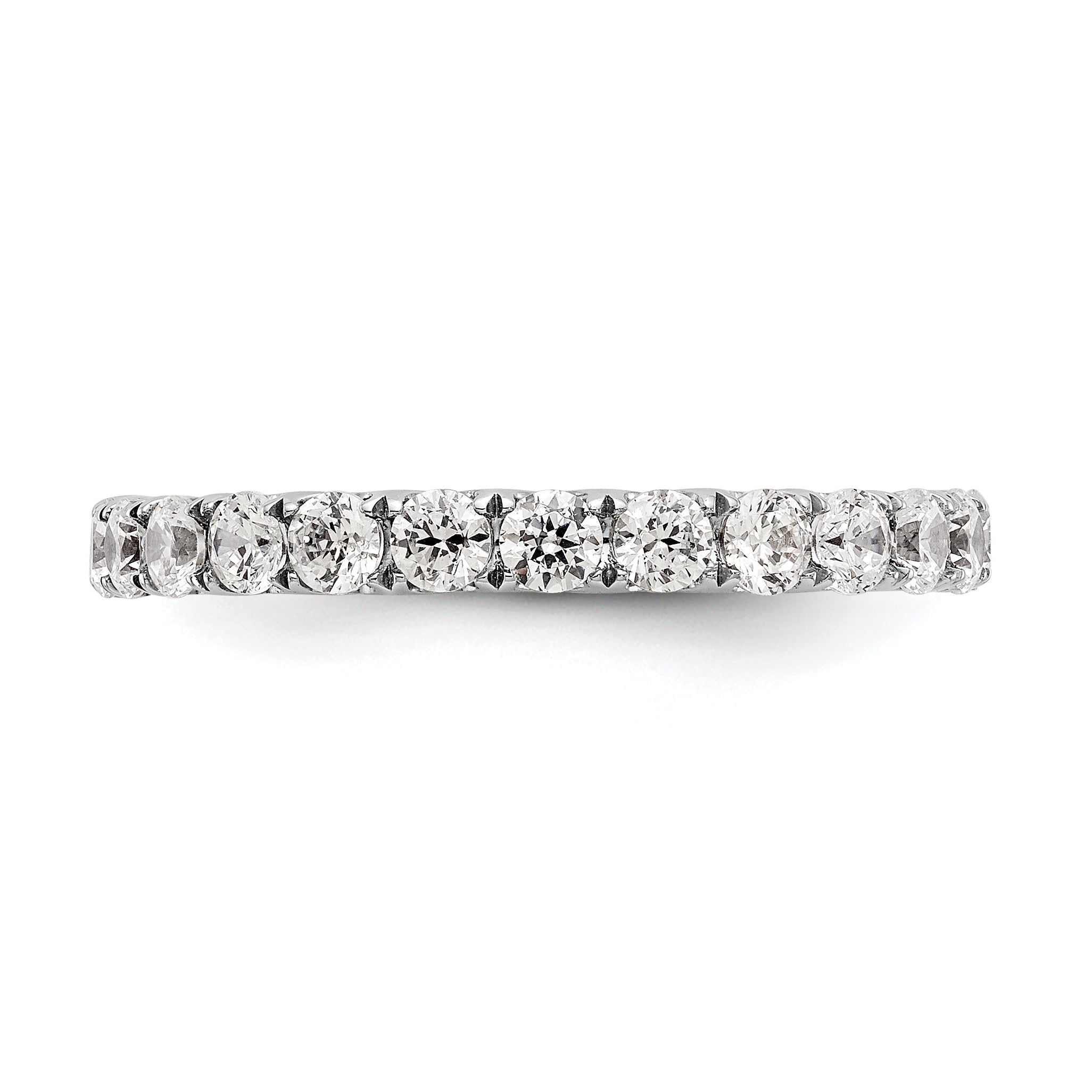 Solid Real 14k White Gold U Shared Prong CZ Eternity Wedding Band Ring