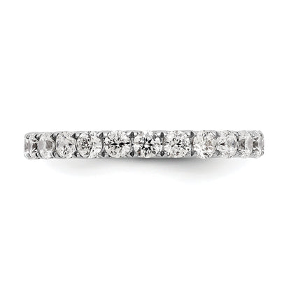 Solid Real 14k White Gold U Shared Prong CZ Eternity Wedding Band Ring