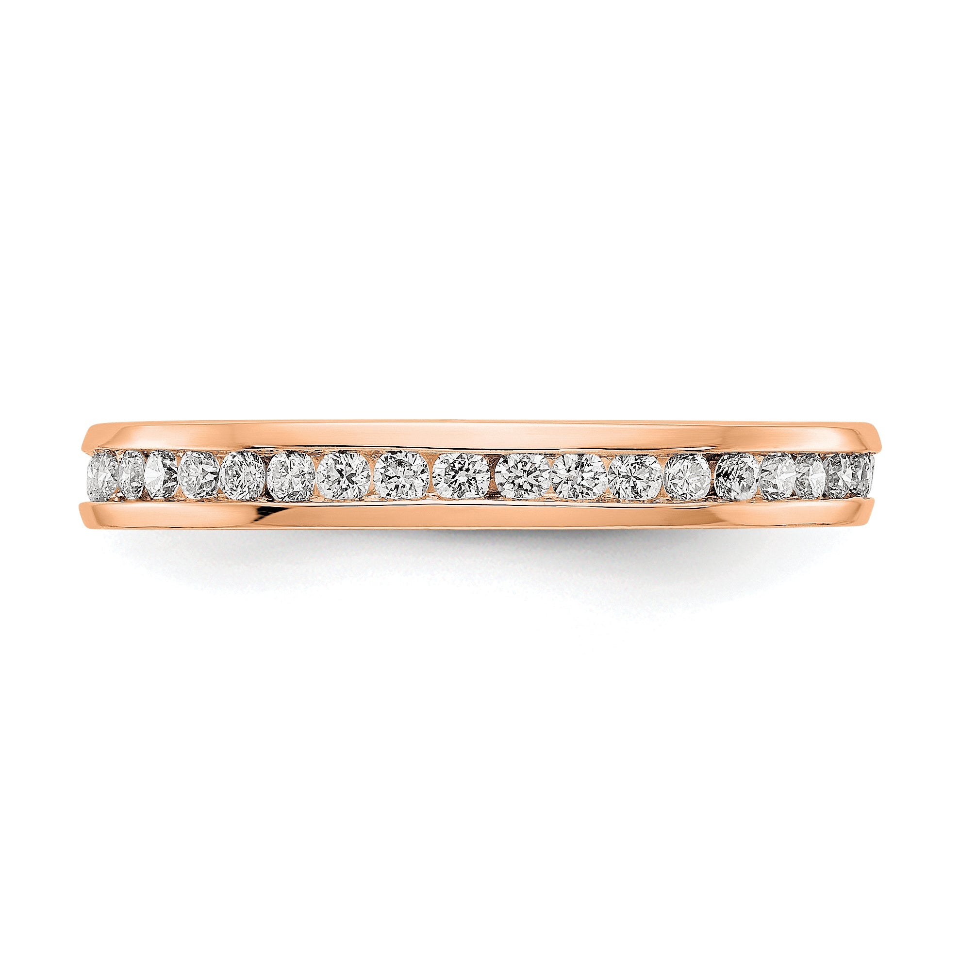 Solid Real 14k Rose Gold Polished 1/2ct Channel Set CZ Eternity Wedding Band Ring