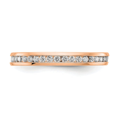 Solid Real 14k Rose Gold Polished 1/2ct Channel Set CZ Eternity Wedding Band Ring