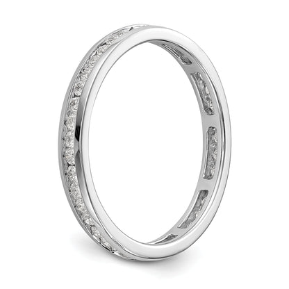Solid Real 14k White Gold Polished 1/2ct Channel Set CZ Eternity Wedding Band Ring
