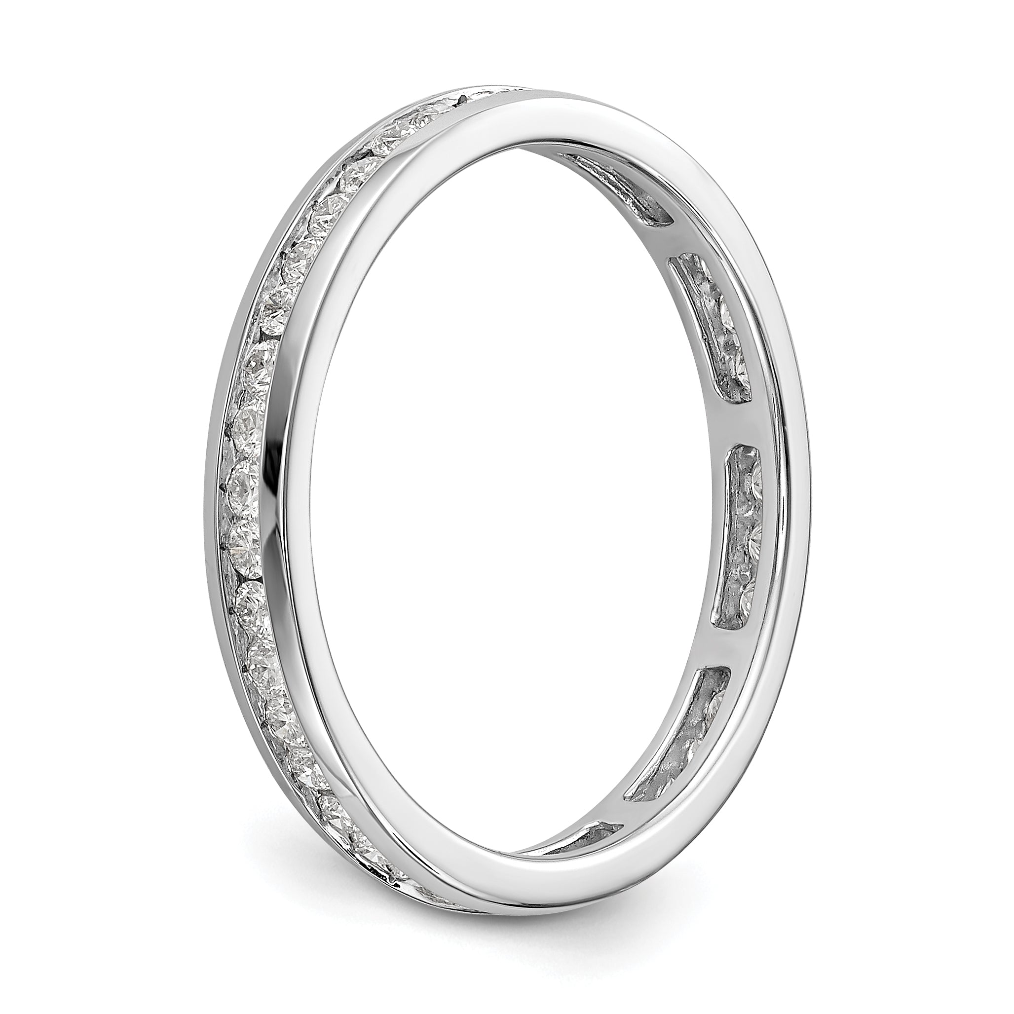 Solid Real 14k White Gold Polished 1/2ct Channel Set CZ Eternity Wedding Band Ring