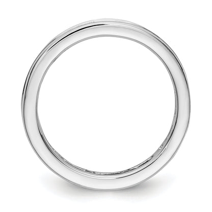 Solid Real 14k White Gold Polished 3ct Princess Channel Set CZ Eternity Wedding Band Ring