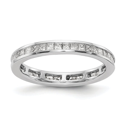 Solid Real 14k White Gold Polished 2ct Princess Channel Set CZ Eternity Wedding Band Ring