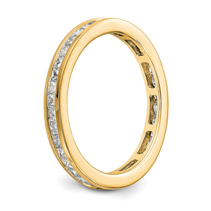 Solid Real 14k Polished 1ct Princess Channel Set CZ Eternity Wedding Band Ring
