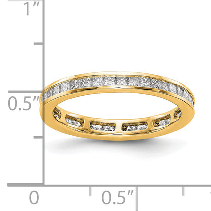 Solid Real 14k Polished 1ct Princess Channel Set CZ Eternity Wedding Band Ring