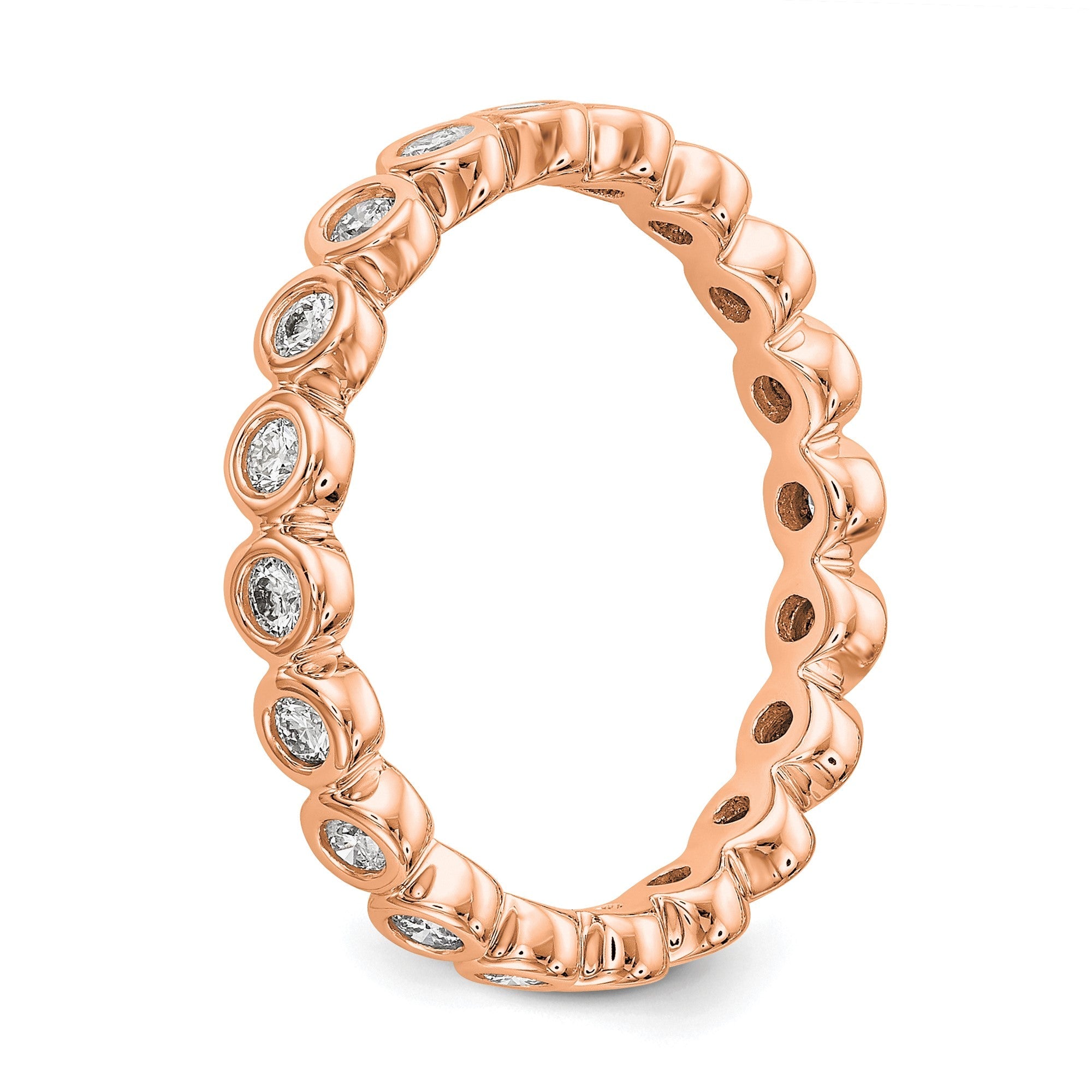 1/2 Ct. Bezel Set Diamond Eternity Wedding Band Ring in 14k Rose Pink Gold