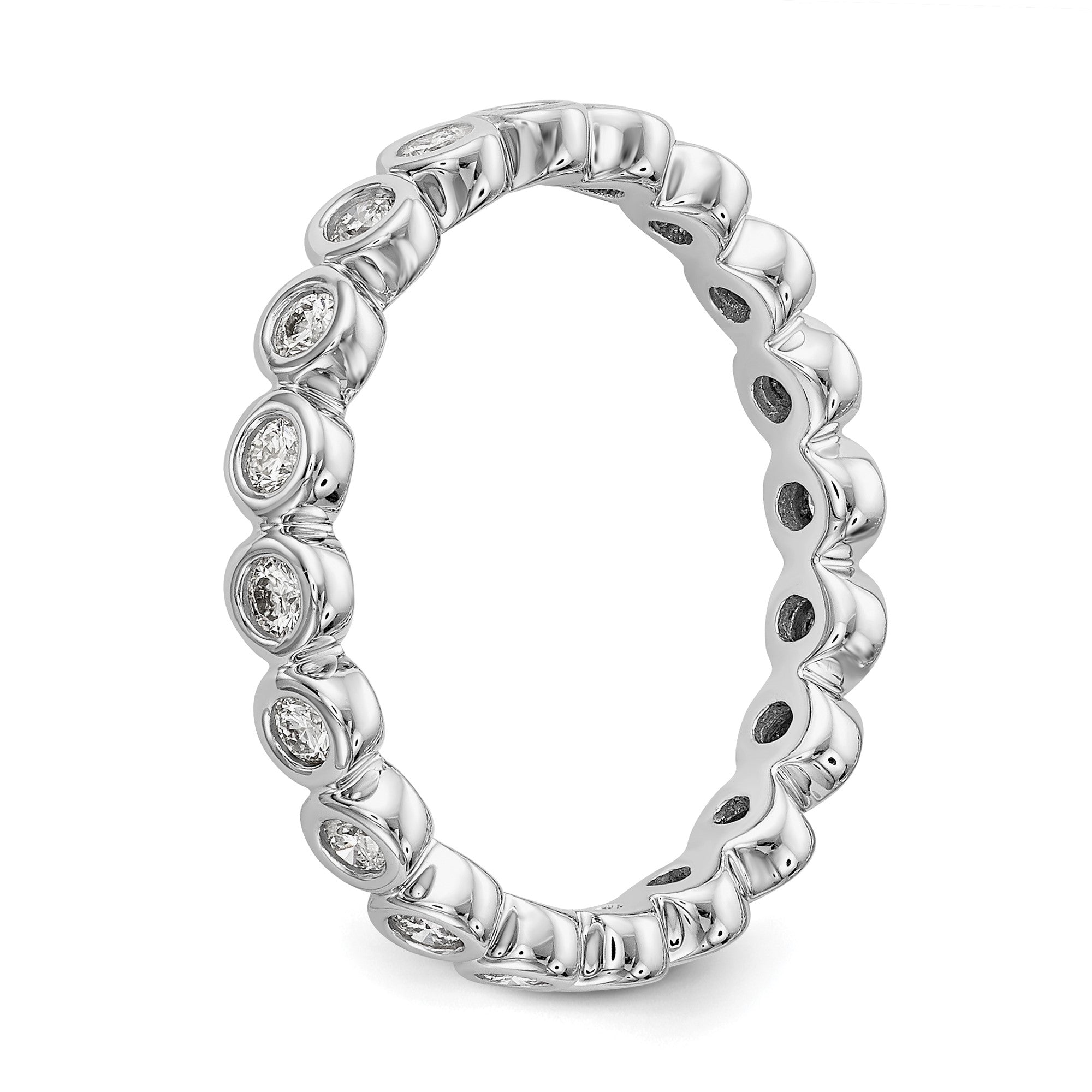 1/2 Ct. Bezel Set Diamond Eternity Wedding Band Ring in 14k White Gold
