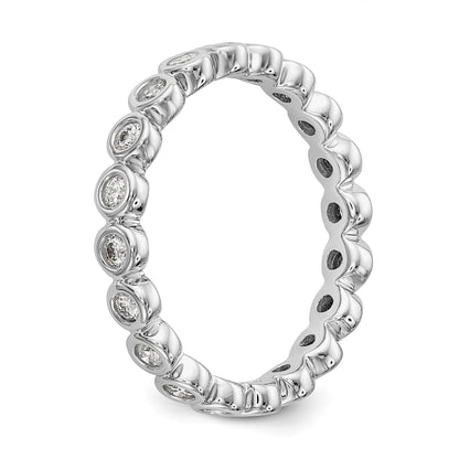 1/2 Ct. Bezel Set Diamond Eternity Wedding Band Ring in 14k White Gold