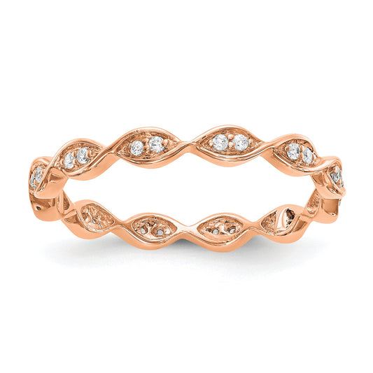 Solid Real 14k Tri-color Gold 1/6CT Vintage Pave Size 8 CZ Eternity Wedding Band Ring
