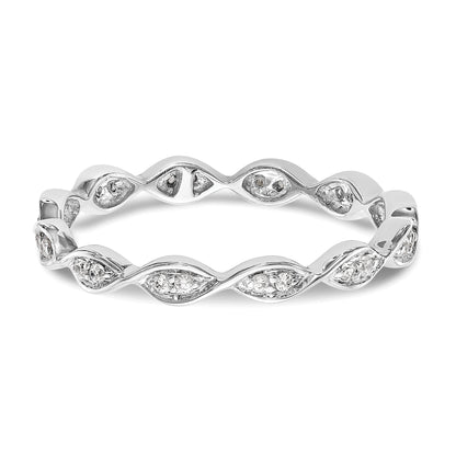 Solid Real 14k White Gold Polished Vintage Pave Size 7 CZ Eternity Wedding Band Ring