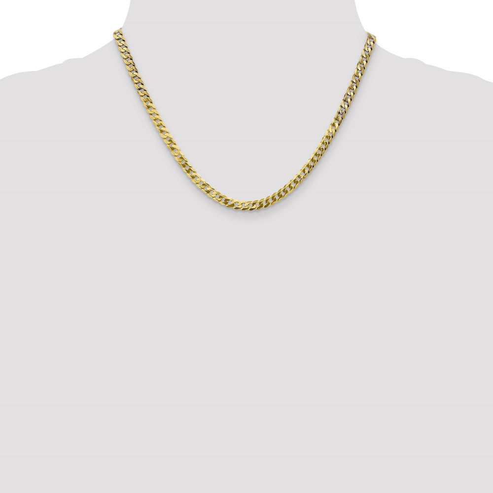 Solid 14K Yellow Gold 18 inch 4.75mm Flat Beveled Curb with Lobster Clasp Chain Necklace
