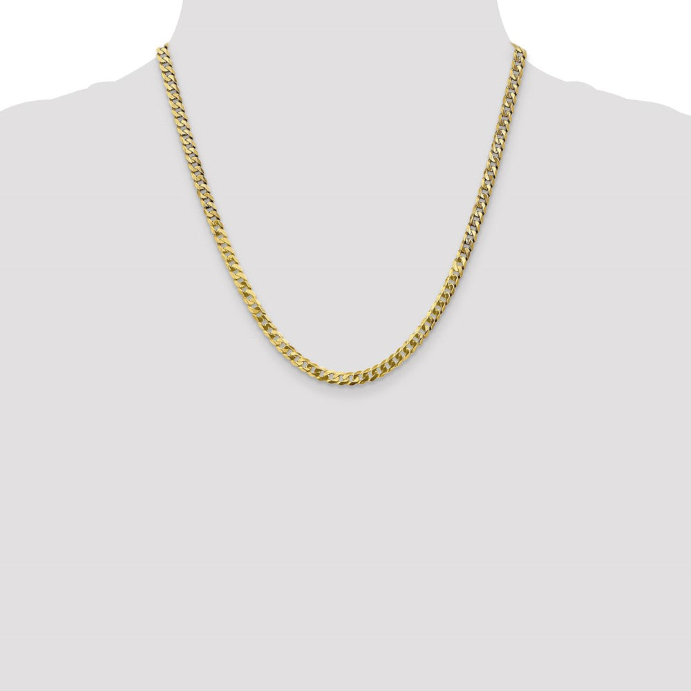 Solid 14K Yellow Gold 20 inch 4.75mm Flat Beveled Curb with Lobster Clasp Chain Necklace