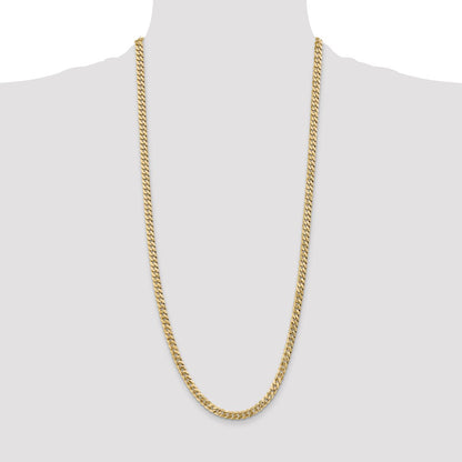 Solid 14K Yellow Gold 30 inch 5.75mm Flat Beveled Curb with Lobster Clasp Chain Necklace