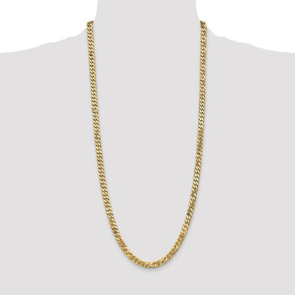 Solid 14K Yellow Gold 30 inch 6.25mm Flat Beveled Curb with Lobster Clasp Chain Necklace