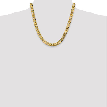 Solid 14K Yellow Gold 20 inch 8.5mm Flat Beveled Curb with Lobster Clasp Chain Necklace