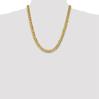 Solid 14K Yellow Gold 22 inch 8.5mm Flat Beveled Curb with Lobster Clasp Chain Necklace