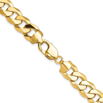 2 Inch Solid 14K Yellow Gold 12.0mm Flat Beveled Curb Chain Necklace