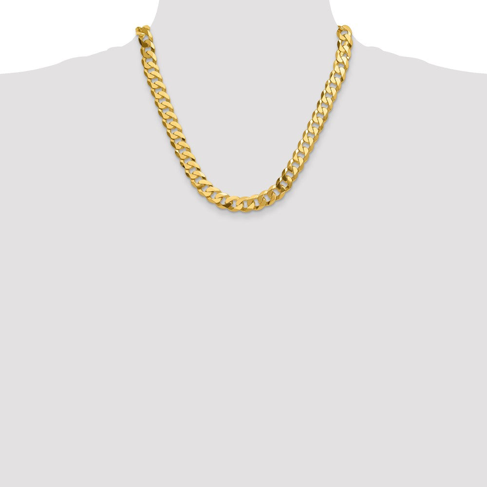 2 Inch Solid 14K Yellow Gold 12.0mm Flat Beveled Curb Chain Necklace