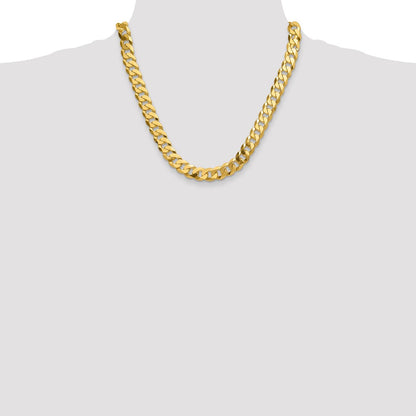 2 Inch Solid 14K Yellow Gold 12.0mm Flat Beveled Curb Chain Necklace