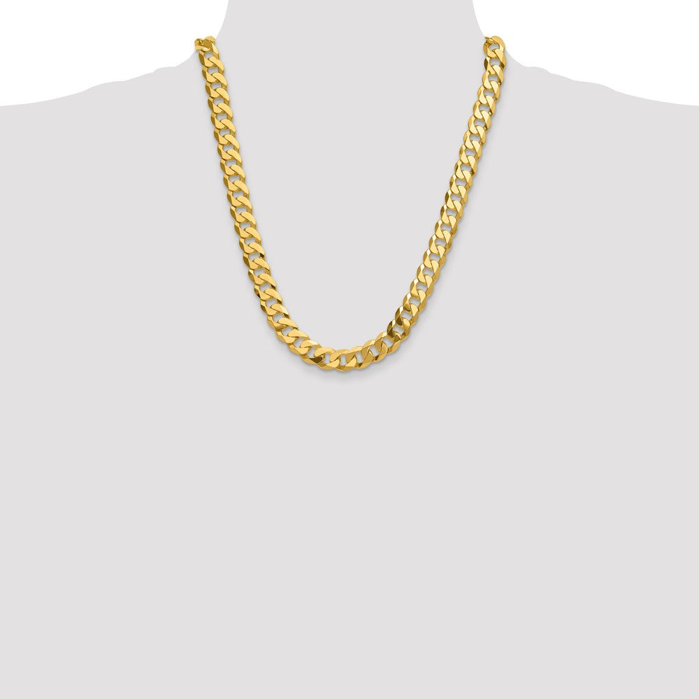 22 Inch Solid 14K Yellow Gold 12.0mm Flat Beveled Curb Chain Necklace