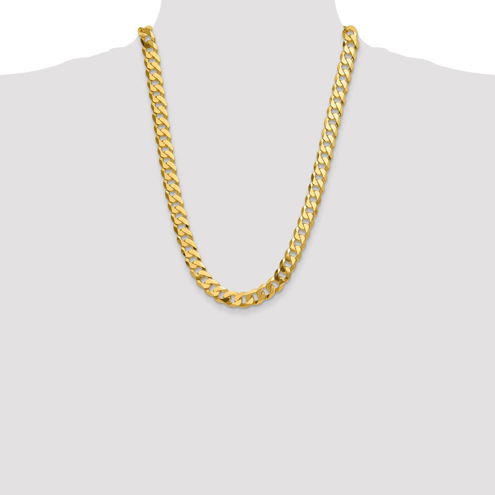 24 Inch Solid 14K Yellow Gold 12.0mm Flat Beveled Curb Chain Necklace