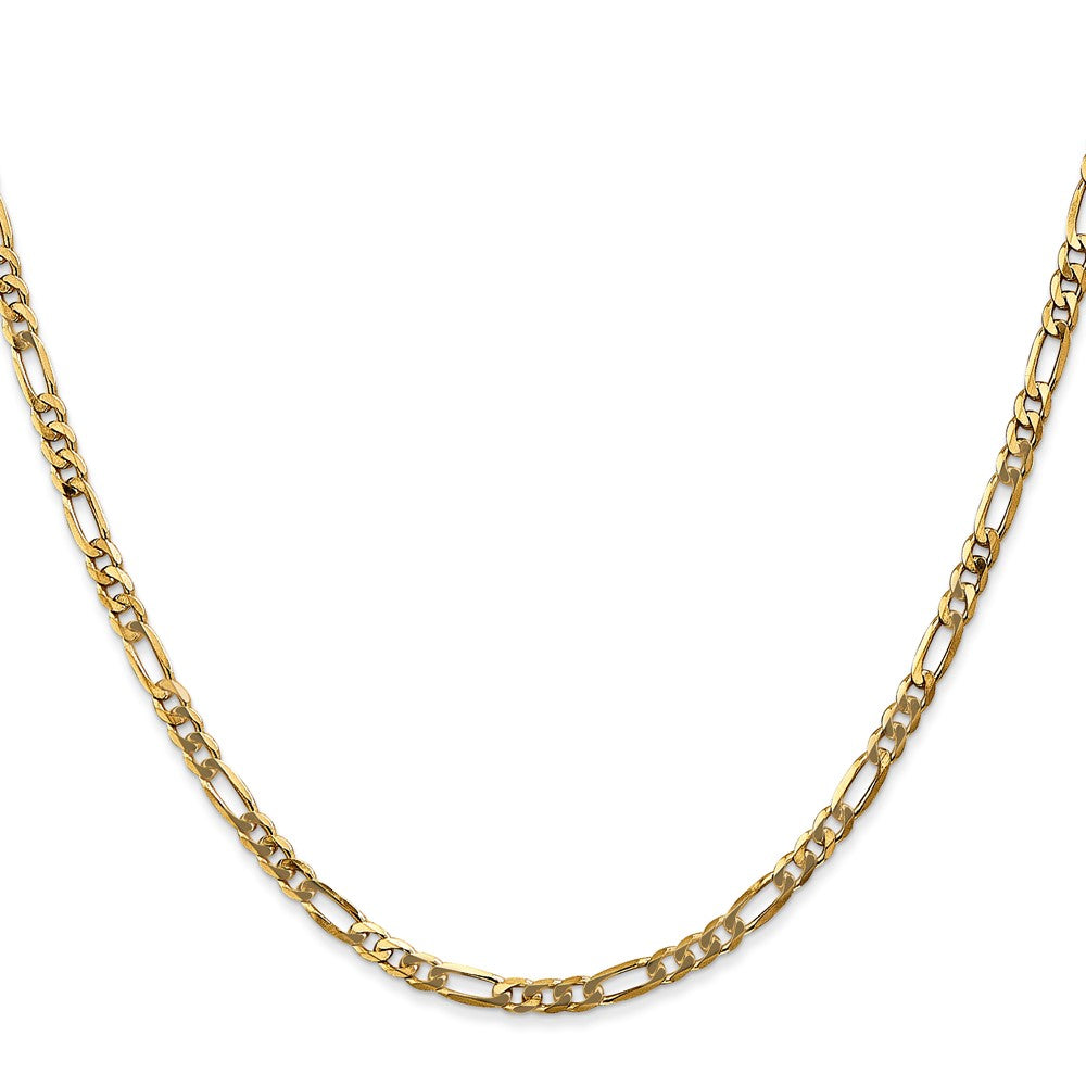 14K Yellow Gold 22 inch 3mm Flat Figaro with Lobster Clasp Chain Necklace