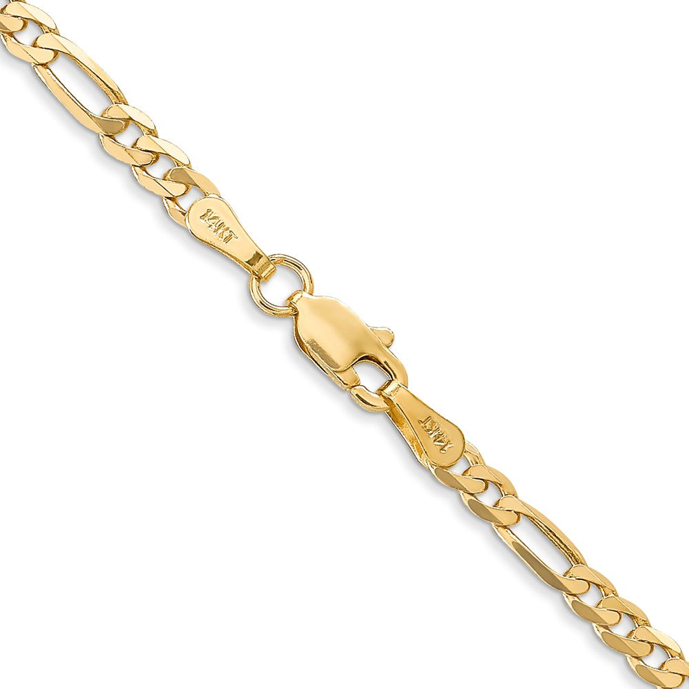 14K Yellow Gold 22 inch 3mm Flat Figaro with Lobster Clasp Chain Necklace