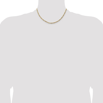 14K Yellow Gold 16 inch 3mm Flat Figaro with Lobster Clasp Chain Necklace