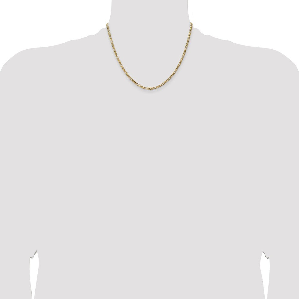 14K Yellow Gold 18 inch 3mm Flat Figaro with Lobster Clasp Chain Necklace