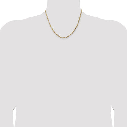 14K Yellow Gold 18 inch 3mm Flat Figaro with Lobster Clasp Chain Necklace