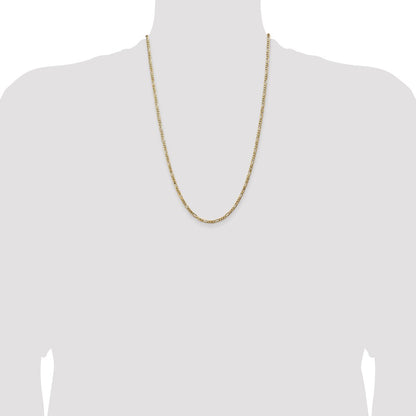 14K Yellow Gold 24 inch 3mm Flat Figaro with Lobster Clasp Chain Necklace