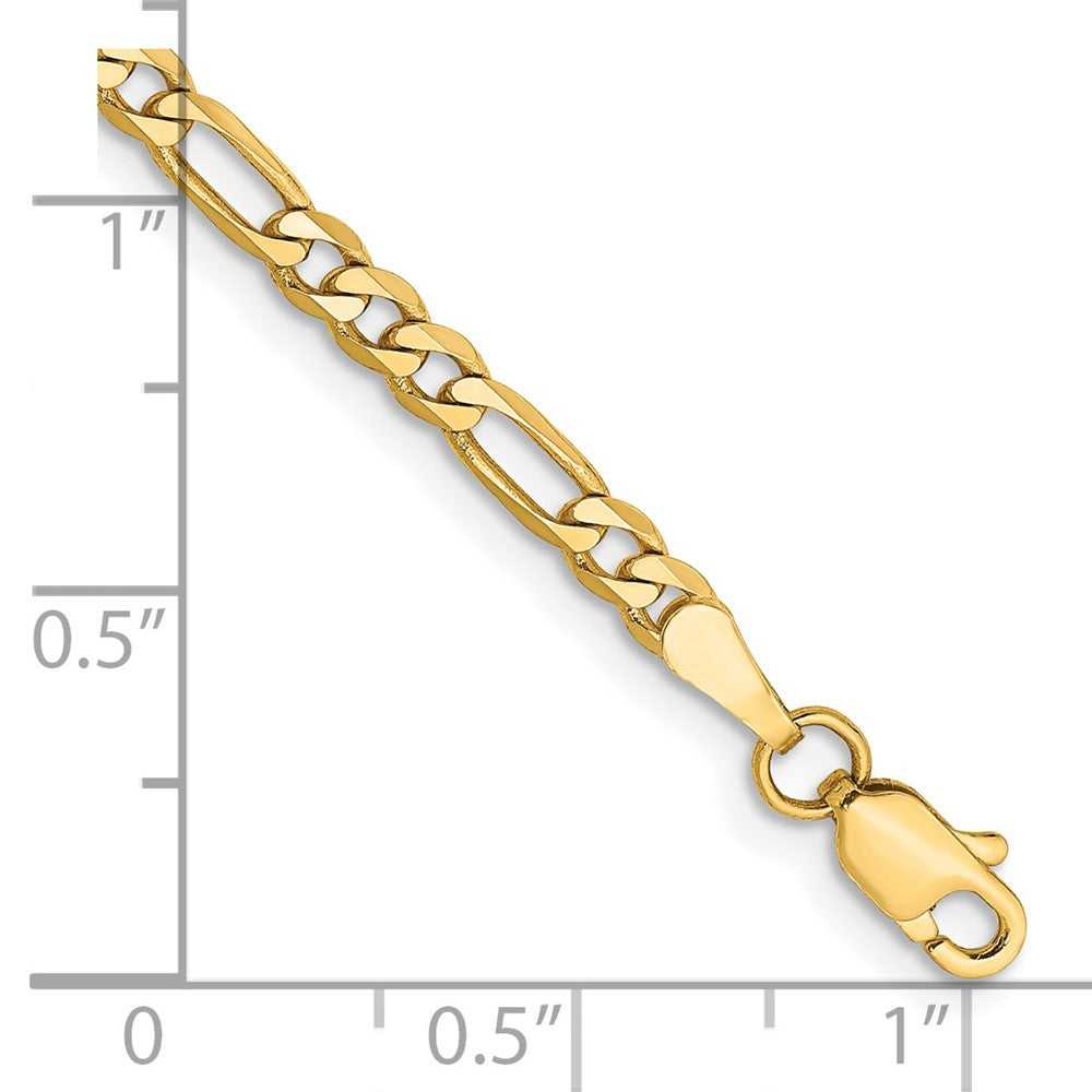 14K Yellow Gold 8 inch 3mm Flat Figaro with Lobster Clasp Bracelet