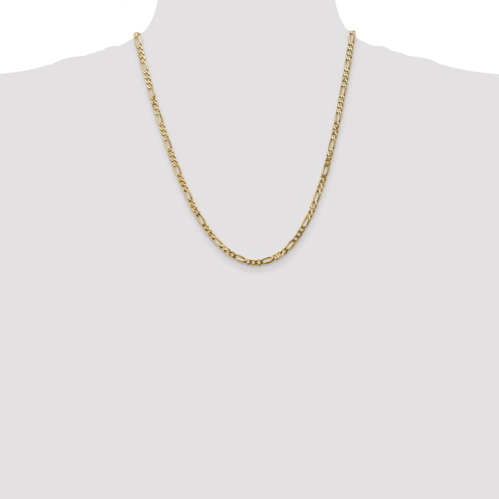 14K Yellow Gold 22 inch 4mm Flat Figaro with Lobster Clasp Chain Necklace