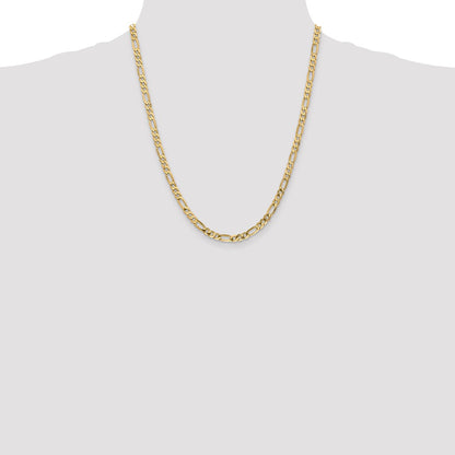 14K Yellow Gold 22 inch 4.75mm Flat Figaro with Lobster Clasp Chain Necklace