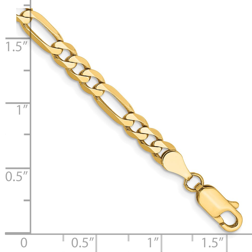 14K Yellow Gold 7 inch 4.75mm Flat Figaro with Lobster Clasp Bracelet