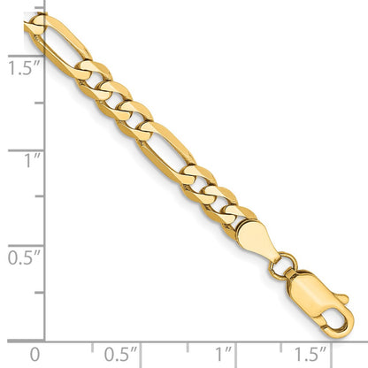 14K Yellow Gold 7 inch 4.75mm Flat Figaro with Lobster Clasp Bracelet