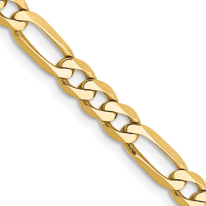 14K Yellow Gold 16 inch 4.75mm Flat Figaro with Lobster Clasp Chain Necklace