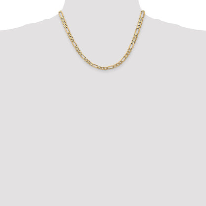 Solid 14K Yellow Gold 18 inch 5.25mm Flat Figaro with Lobster Clasp Chain Necklace