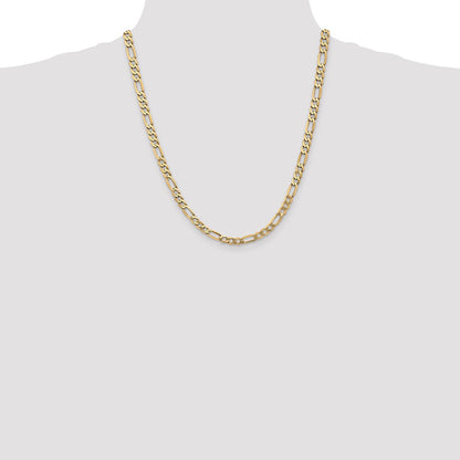 Solid 14K Yellow Gold 22 inch 5.25mm Flat Figaro with Lobster Clasp Chain Necklace