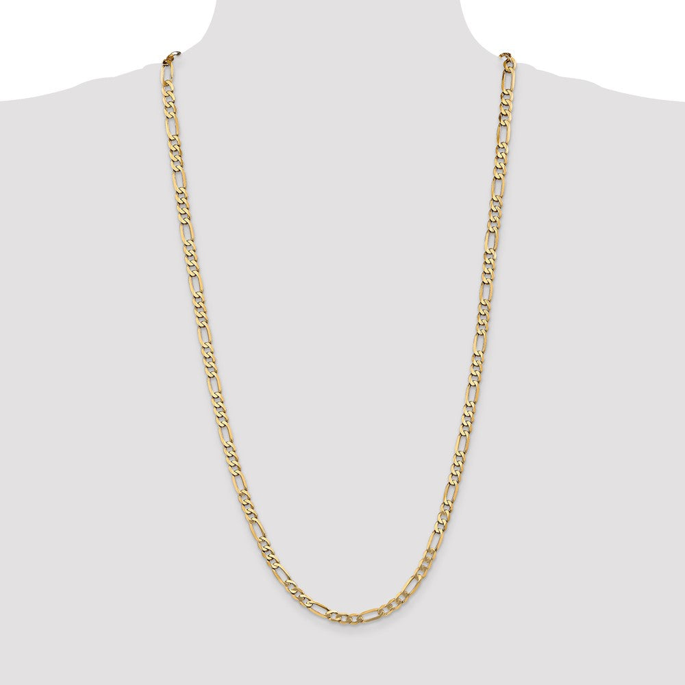Solid 14K Yellow Gold 30 inch 5.25mm Flat Figaro with Lobster Clasp Chain Necklace